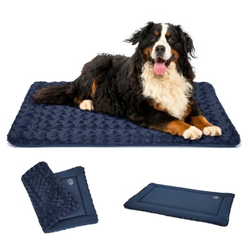 EMPSIGN Dog Crate Pad - Reversible Kennel Mat (Cool & Warm), Machine Washable, Cozy Star Pattern Sleeping Pad for Small Medium Large Dogs, All-Season Pet Bed, Suitable for 54"x37" Dog Crate, Navy - color: Navy, size: XXXL (53.5"x32.6"x1.1")