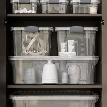 Superio Small Clear Plastic Storage Bin with Lid, 11 Qt, Non-Toxic, BPA Free, Odor Free, Organizer Storage Box, Stackable Plastic Tote for Home, Garage, School, and Office - size: 14.15" x 10" x 6.5"