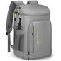 Capolo 36/45 Cans Cooler Backpack Insulated Waterproof for Women Men Lunch Backpack Coolers Leak Proof Soft Cooler Bags - color: Leather Gray With Yellow, size: 36 Cans