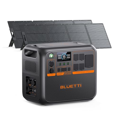 BLUETTI AC200PL Solar Generator with 2 200W Solar Panel (Ship Separately), 2304Wh Portable Power Station, Expandable to 8448Wh, 4 2400W AC Outlets (3600W Power Lifting), TT30 Output for RV, Outage - style: BLUETTI AC200PL+2x2000W