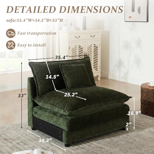SoarFlash Chenille Sectional Middle Position Sofa,Green - color: Green, size: 1 Middle Seat