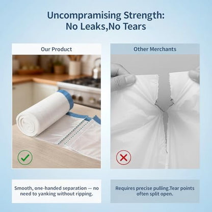Medium 8 Gallon Trash Bags Drawstring,1.2 Mil,Unscented,240 Count | Tear-Free,Leakproof,Strong Garbage Can Liners,White,Fit 23 - 30 Liter Waste Bins,for Bathroom Home Kitchen Everyday Use - color: 8gal-240