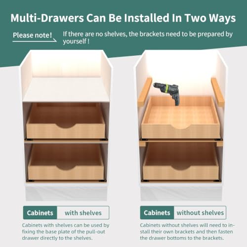 Pull Out Drawers for Kitchen Cabinets, Fully Assembled Wood Cabinet Pull Out Drawer, Pull Out Cabinet Organizer, Fast and Easy DIY Installation, 27”W x 21”D - size: 27”w X 21”d