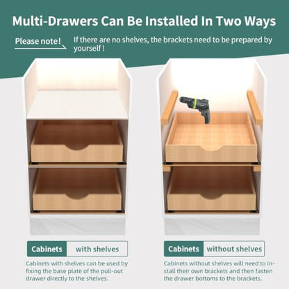 Pull Out Drawers for Kitchen Cabinets, Fully Assembled Wood Cabinet Pull Out Drawer, Pull Out Cabinet Organizer, Fast and Easy DIY Installation, 27”W x 21”D - size: 27”w X 21”d