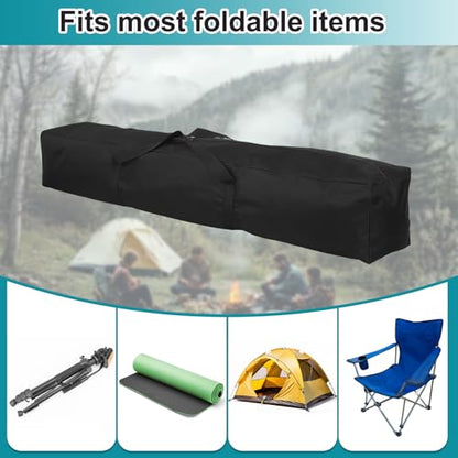 HARFINGTON 2pcs Camping Chair Replacement Bag 59.1" x 7.9" Folding Chair Carry Bag Oxford Cloth Storage Tent Bagging with Handle Strap for Travel Outdoor Camping Sports, Black - size: 59.1" x 7.9"