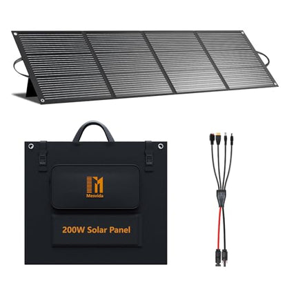200W Portable Solar Panels ETFE Material 24V MC4 Cable & XT60 Anderson DC | Foldable, IP68 Waterproof, Solar Suitcase with Adjustable Kickstands for Power Station, Generator, RV, Camping, Outdoor Use - size: 200W