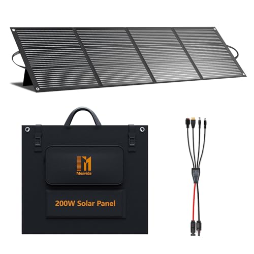 200W Portable Solar Panels ETFE Material 24V MC4 Cable & XT60 Anderson DC | Foldable, IP68 Waterproof, Solar Suitcase with Adjustable Kickstands for Power Station, Generator, RV, Camping, Outdoor Use - size: 200W