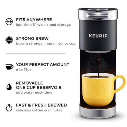 Keurig K-Mini Plus Single Serve K-Cup Pod Coffee Maker, with 6 to 12oz Brew Size, Stores up to 9 K-Cup Pods, Travel Mug Friendly, Matte Black - color: Matte Black