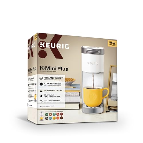 Keurig K-Mini Plus Single Serve K-Cup Pod Coffee Maker, with 6 to 12oz Brew Size, Stores up to 9 K-Cup Pods, Travel Mug Friendly, Matte White - color: White