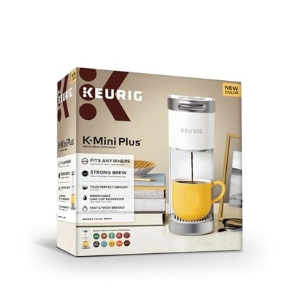 Keurig K-Mini Plus Single Serve K-Cup Pod Coffee Maker, with 6 to 12oz Brew Size, Stores up to 9 K-Cup Pods, Travel Mug Friendly, Matte White - color: White