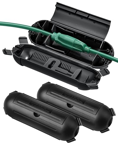 DEWENWILS [3Pack] Outdoor Extension Cord Safety Cover, Weatherproof Electrical Connection Box, Adjustable Compartment for AWG 12/14/16 Cords, Protect Holiday Decoration Lights and Plugs, Black - color: Black, size: 3 Pack