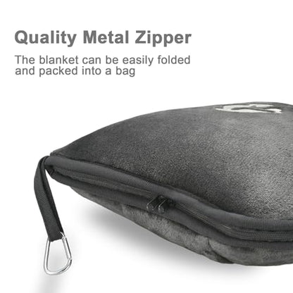 Travel Blanket and Pillow Compact, Premium Soft 2 in 1 Airplane Blanket with Soft Bag Pillowcase，Hand Luggage Sleeve and Backpack Clip (Solid Grey) - color: Solid Grey