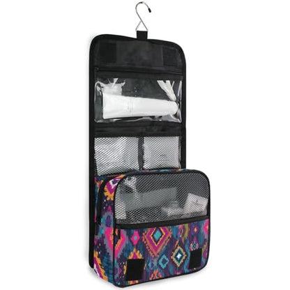 Boho Aztec Hanging Toiletry Makeup Bag Travel Organizers Toiletries Cosmetics Bag for Women Men - color: Aztec