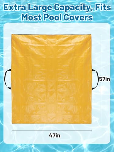 Biggun 47×57in Large Pool Safety Cover Storage Bag - Effortless Wide Stance Handles Pool Cover Bag with Smooth Zipper for Pools Storage (Yellow)