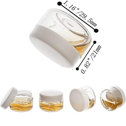 5 Gram Sample Containers with Lids, Mini Makeup Containers, Empty Plastic Travel Cosmetic Containers with Labels(50 Count, White Lid) - color: White