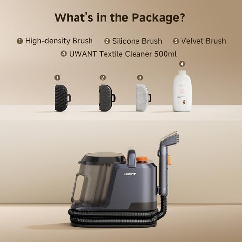 Uwant Carpet Cleaner Machine 18Kpa Powerful Suction, Portable Carpet Cleaner with Cleaning Tools&Self-cleaning Set for Cars,Sofa set of 1 (Margaret-Textile)