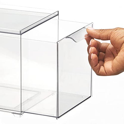 mDesign Plastic Bathroom Organizer Bin w/Pull Out Drawer - Slim Stackable Storage Container for Bathroom Accessories - Perfect for Organizing Bathroom Cabinet - Lumiere Collection - 2 Pack - Clear - size: ‎8x 6 x 4 (Pack of 2)