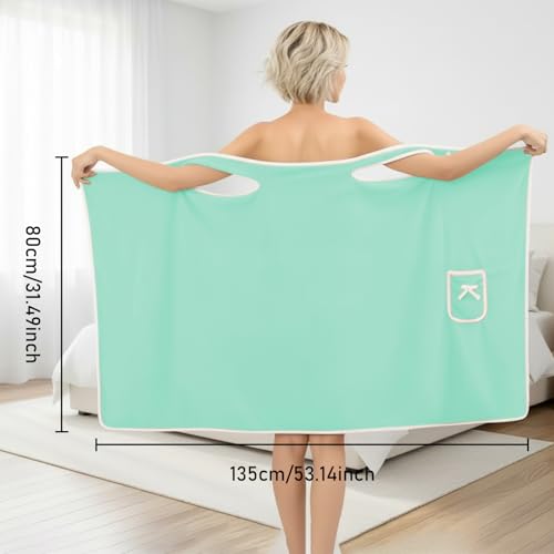 Unisex Bath Towel, Wearable After Bath Towel Set, Wearable Quick Dry Shower Gym Towel(53" x 31", Green) - color: Green, size: S(135X80CM)