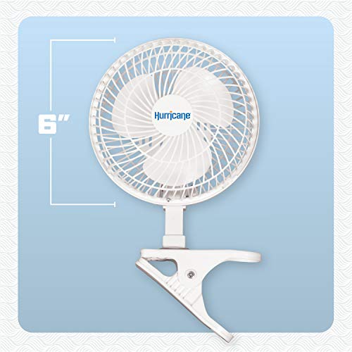 Hurricane Classic 6 Inch Clip Fan, 2 Speed Portable Desk Table Fan with Tilt, White - style: 6" Classic Clip Fan