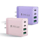 [2-Pack] USB C Charger Block, 4 in 1 USB C Wall Charger PD 3.0 40W Charging Blocks, QC 2A USB Wall Charger for iPhone 17 16 15 14 13 12 Pro Max, iPad, iPod - color: Purple+Pink