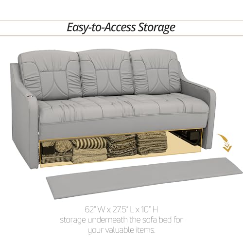 De Leon Console DX RV Sofa Bed, 72" Wide, Ultimate Leather, Ash - color: Ash, size: 72"