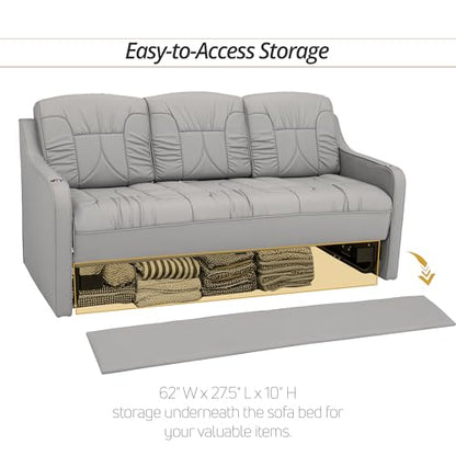 De Leon Console DX RV Sofa Bed, 72" Wide, Ultimate Leather, Ash - color: Ash, size: 72"