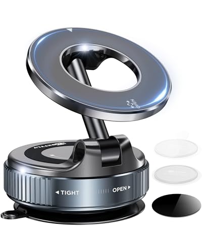 MSXTTLY Vacuum Magnetic Phone Holders for Your Car 2026 Suction Cup Phone Mount with Washable Nano Gel Pads 360° Adjustable Phone Mount,Travel Gifts, Car Phone Holder for Smartphone Car/Gym/Mirror - color: Black