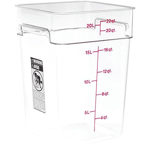 Cambro Food Storage Container - Classic Series Square - 22 QT (Quart) - Commercial Grade for Food Prep (Clear) - size: 22 QT