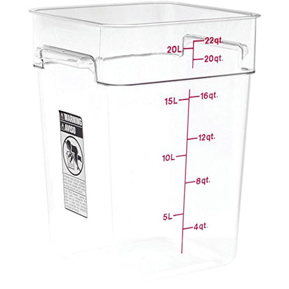 Cambro Food Storage Container - Classic Series Square - 22 QT (Quart) - Commercial Grade for Food Prep (Clear) - size: 22 QT