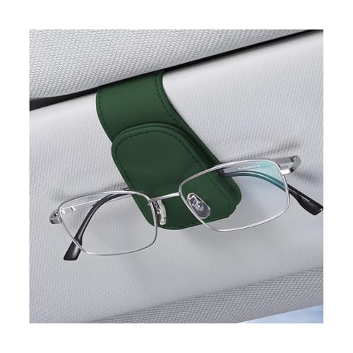 zipelo Sunglasses Holder for Car Sun Visor, Vehicle Magnetic Leather Eyeglass Hanger, Sun Glasses Mount Clip on Visors, Ticket Card Cash Organizer, Auto Interior Accessories (Black/Green, 1 PCS) - color: Black Green, size: 1 PCS
