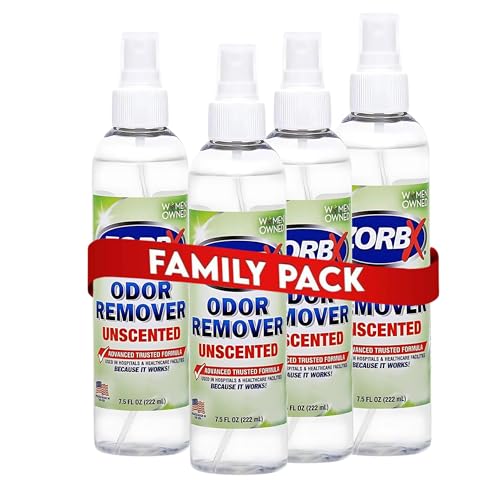 ZORBX Unscented Odor Eliminator Spray 7.5 Oz (4-Pack) – Hospital-Grade Permanent Odor Remover for Pet & Human Urine, Smoke & Strong Household Odors – Carpet, Upholstery, Mattress, Bathroom, Car & More - size: 7.5 Fl Oz (Pack of 4)