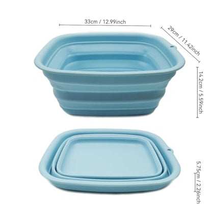 SAMMART 7.7L (2 Gallon) Collapsible Tub - Foldable Dish Tub - Portable Washing Basin - Space Saving Plastic Washtub (Sea Angel, S) - color: Sea Angel, size: Small
