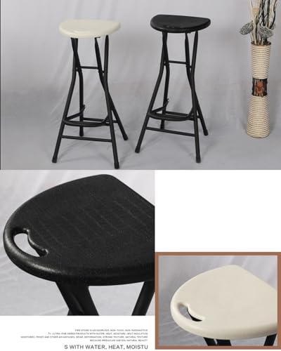 28 inch Black Bar Stool,Portable Stool for Adults Foldable Stools | with Handle,Collapsible Heart-Shaped Folding Counter Height Stools Chair for Camping Kitchen,Loads 250 Lbs,1 Pack