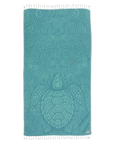 Sand Cloud Turkish Beach Towel - Sand Resistant - 100% Organic Turkish Cotton Yarn - Quick Dry Towel for Beach, Picnic, Blanket or Bath Towel - As Seen on Shark Tank - Marine Life (Swirl Turtle) - color: Swirl Turtle, size: Regular