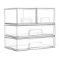 Vtopmart Stackable Storage Drawers Set of 4, Clear Plastic Organizer Bins for Bathroom Supplies,Ideal for Cabinet,Pantry,Laundry Room Organization - style: 2 Small+2 Wide