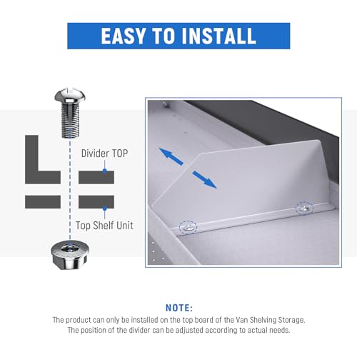 AA Products P-SH-Divider-16Top 4.3" Heightened Version Shelf Divider Shelf Accessories Designed for top Boards of 16" Depth Van Shelving Storage, Set of 3 - Grey - size: 16“D - 4.3" Heightened Version