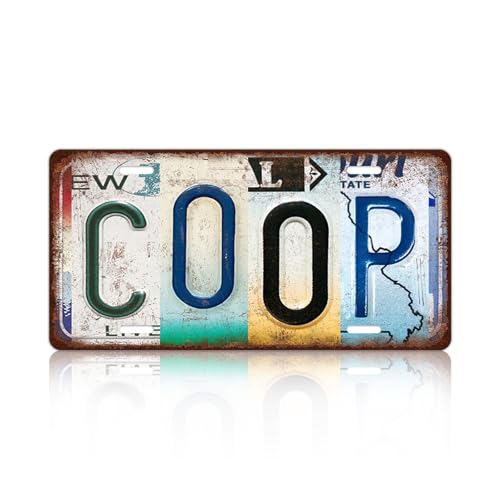 Vintage Coop Metal Tin Sign License Plate Wall Decor 12 x 6 Inches - color: Plate-13