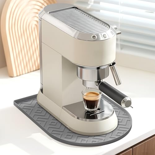 Silicone Coffee Mat,15.8"x 11.8"in Bar Mat for Countertop,Heat-Resistant,Non-Slip,Leak-Proof,Fit for Coffee Maker/Espresso Machine-Grey - color: Grey, size: 15.8" x 11.8"