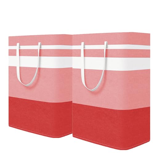 2-Pack Foldable Laundry Basket,Large Laundry Baskets with Handles,Waterproof Laundry Hamper,Collapsible Laundry Hampers for Clothes Organizer 80L (Red) - color: Red
