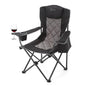ARROWHEAD OUTDOOR Portable Deluxe Folding Camp Quad Chair w/Headrest, Glass & Cup Holders, Armest 6-can Cooler, Heavy Duty Carry Bag, 550 lbs Weight Capacity - color: Black