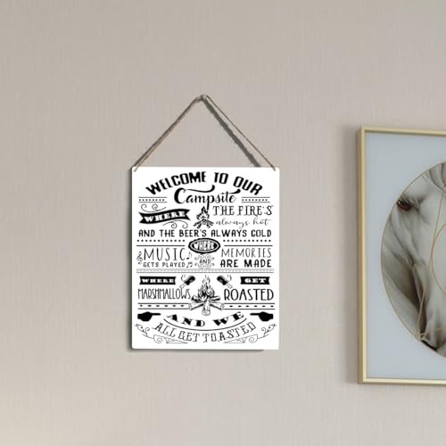 wall-pediments MP 484 Welcome To Our Campsite Funny Camping Plaque, 6.7 x 10 Inches RV & Outdoor Decor - color: Generic 9969