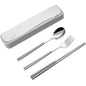 DEVICO Travel Utensils With Case, 18/8 Stainless Steel Camping Utensils, Reusable Portable Silverware Cutlery Set For Lunch Box, Include Fork Spoon Chopsticks - color: Gray