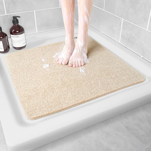 Hargiis Non Slip Shower Mat, Anti Slip Bath Mat, Quick Drying Bath Tub Mats, Foot Scrubber Mat, Anti Slip Mat for Tub, Floor, Bathroom, Home, Kitchen, Hotel (Beige 24”x24”) - color: Beige, size: 24" x 24" (Rectangular)