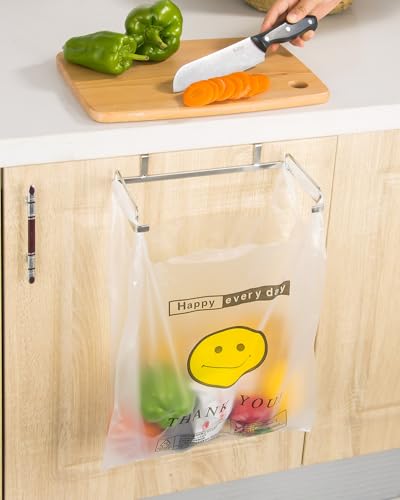 YQh Garbage Bag Holder Stainless Steel for Kitchen Cabinet Doors and Walls (Open-top Style) - style: Open-top Style