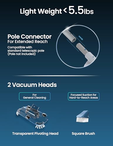 KOKIDO 2025 Rechargeable Pool Vacuum, 3X Oversized Stainless Steel Filter, 15GPM Flow Rate, Run 90mins, 2 Vac Heads, Fast Cleaning, Inground & Above Ground Pools, XTROVAC 510 - style: 1x FILTER