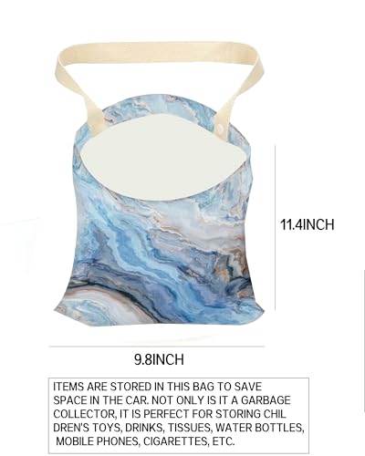 Car Garbage Can, Car Trash Bag, Hanging Car Trash Can Bag for Vehicle, Travelling, Camping, Cute Car Back Seat Organizer, Luxury Blue Marble - color: Luxury Blue Marble
