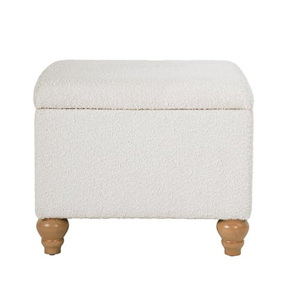 HomePop 22" Medium Rectangular Storage Ottoman - Cream Boucle - color: Cream Boucle