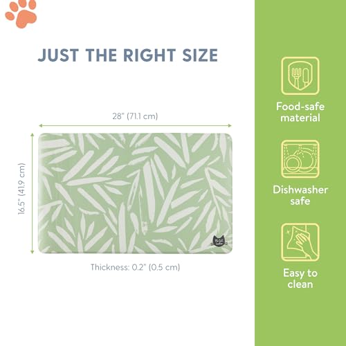 The Cat Ladies Cat Feeding Mat - Waterproof & Dishwasher Safe Small Pet Eating Placemat - Cat & Dog Food Mats for Food and Water Bowl - Protect Floors from Mess - Tropical Leaves - color: Tropical Leaves A