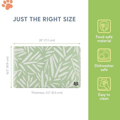 The Cat Ladies Cat Feeding Mat - Waterproof & Dishwasher Safe Small Pet Eating Placemat - Cat & Dog Food Mats for Food and Water Bowl - Protect Floors from Mess - Tropical Leaves - color: Tropical Leaves A