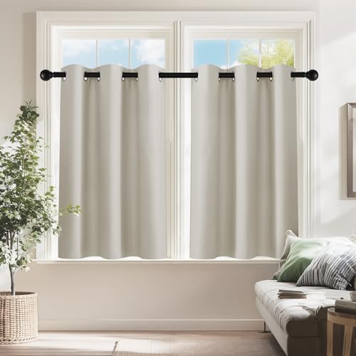 PONY DANCE Cream RV Curtains for Camper Windows, Small Windows Shades Thermal Insulated Privacy Drapes for Classroom Bathroom Laundry(2 Panels, W 42 x L 36 inches) - color: Cream, size: 42"W x 36"L (Pack of 2)